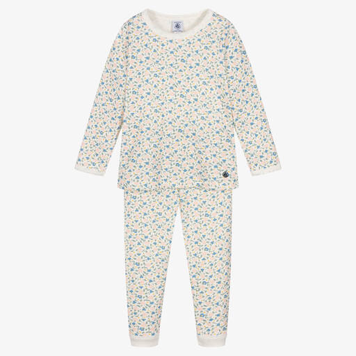 Petit Bateau-Girls Ivory Floral Organic Cotton Pyjamas | Childrensalon Outlet