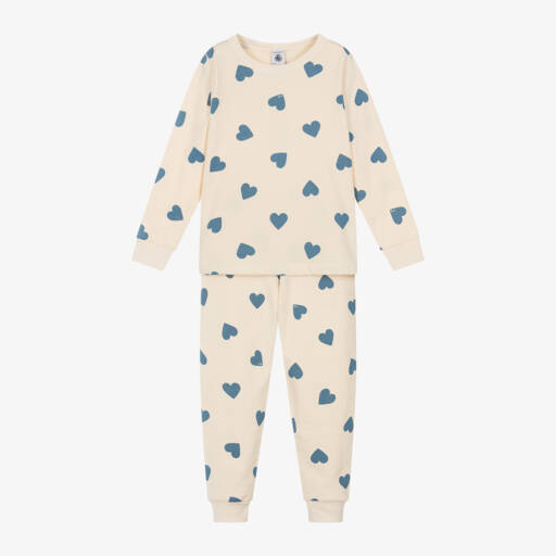 Petit Bateau-Girls Ivory Heart Print Pyjamas | Childrensalon Outlet