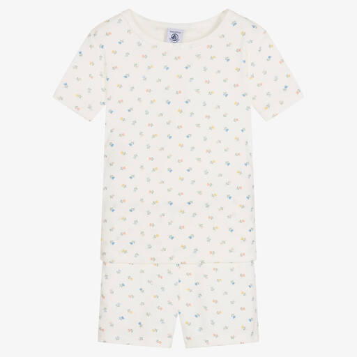Petit Bateau-Girls Ivory Organic Cotton Floral Pyjamas | Childrensalon Outlet