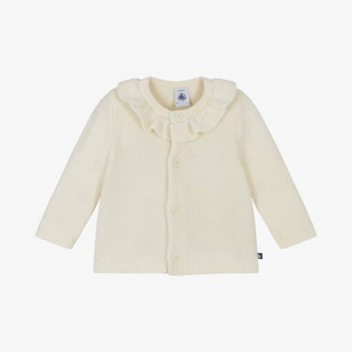 Petit Bateau-Girls Ivory Wool Knit Cardigan | Childrensalon Outlet