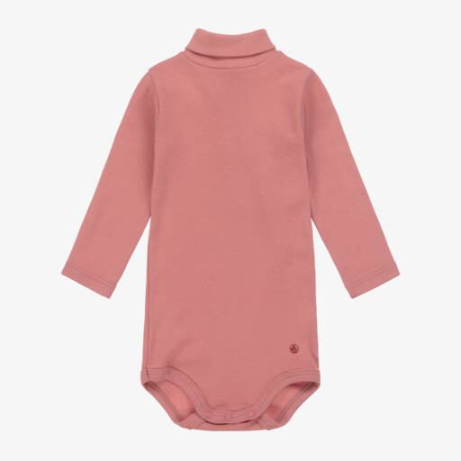 Petit Bateau-Girls Long Sleeve Pink Bodysuit | Childrensalon Outlet