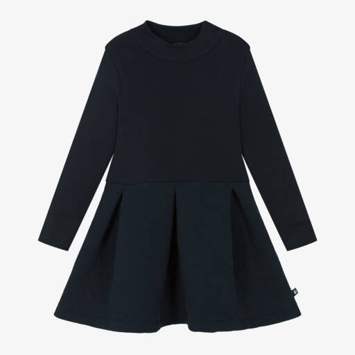 Petit Bateau-Girls Navy Blue Cotton Dress | Childrensalon Outlet