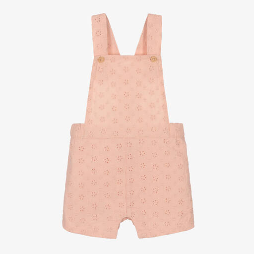 Petit Bateau-Розовый полукомбинезон с вышивкой английской гладью | Childrensalon Outlet