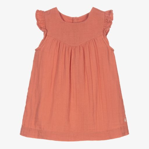 Petit Bateau-Girls Pink Cheesecloth Dress | Childrensalon Outlet