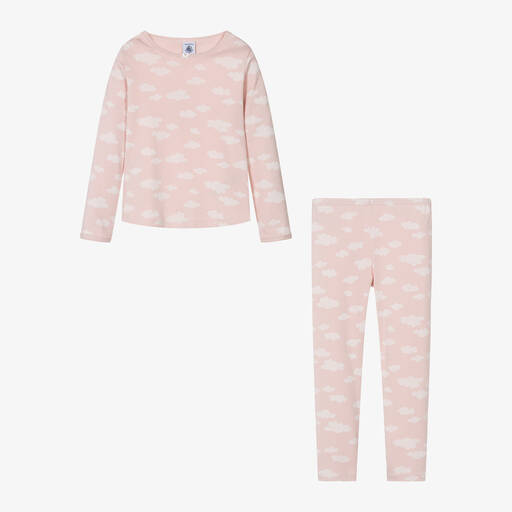 Petit Bateau-Girls Pink Cloud Organic Cotton Pyjamas | Childrensalon Outlet