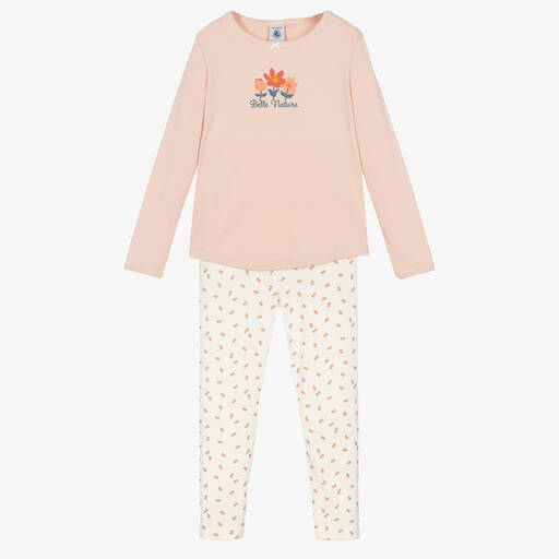 Petit Bateau-Girls Pink Cotton Floral Print Pyjamas | Childrensalon Outlet