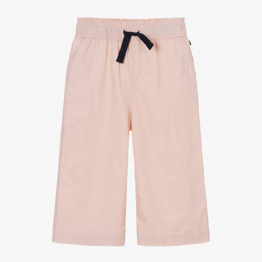 Petit Bateau-Girls Pink Cotton & Linen Twill Trousers | Childrensalon Outlet