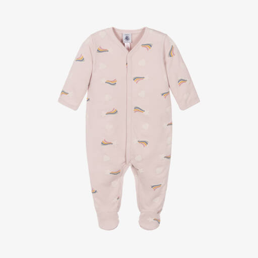 Petit Bateau-أفرول قطن طبعة نجوم وقلوب لون زهري للبنات | Childrensalon Outlet