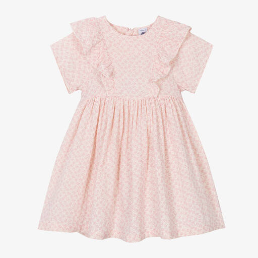 Petit Bateau-Girls Pink Floral Organic Cotton Dress | Childrensalon Outlet