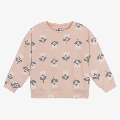 Petit Bateau-Girls Pink Organic Cotton Sweatshirt | Childrensalon Outlet