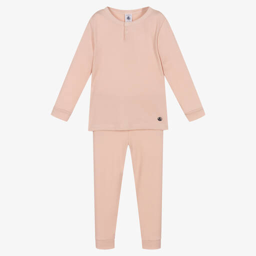 Petit Bateau-Pyjama rose côtelé en coton fille | Childrensalon Outlet