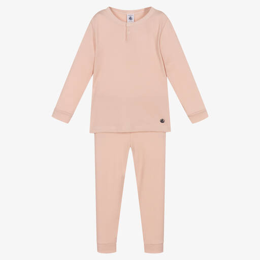 Petit Bateau-Rosa gerippter Baumwoll-Schlafanzug | Childrensalon Outlet