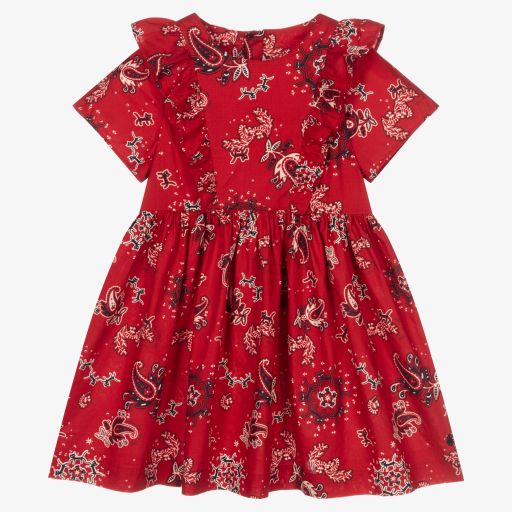 Petit Bateau-Girls Red Cotton Dress | Childrensalon Outlet