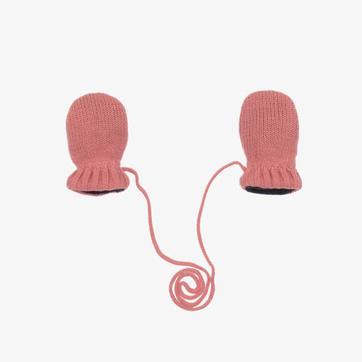 Petit Bateau-Girls Soft Pink Knitted Mittens | Childrensalon Outlet
