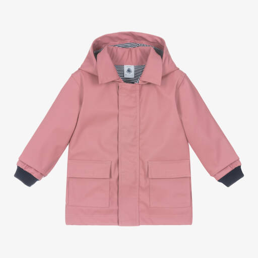 Petit Bateau-Girls Water-Resistant Pink Coat | Childrensalon Outlet