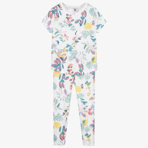 Petit Bateau-Girls White Cotton Pyjamas | Childrensalon Outlet