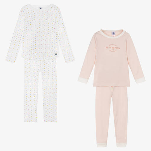 Petit Bateau-Белая и розовая пижамы (2шт.) | Childrensalon Outlet