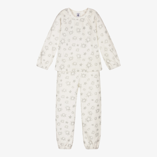 Petit Bateau-Girls White Velour Pyjamas | Childrensalon Outlet