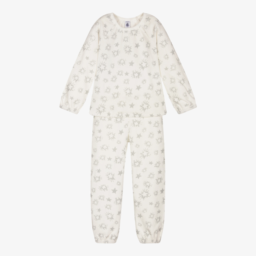 Petit Bateau-Белая велюровая пижама для девочек | Childrensalon Outlet