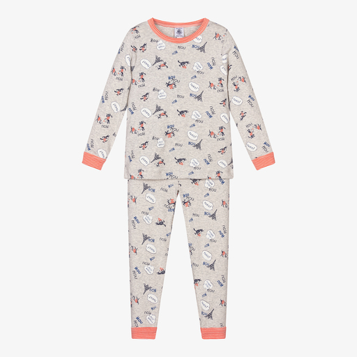 Petit Bateau-Grey Organic Cotton Pyjama | Childrensalon Outlet