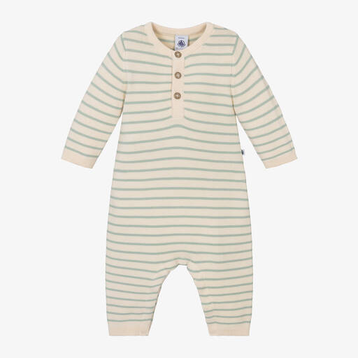 Petit Bateau-Ivory Cotton Knit Striped Romper | Childrensalon Outlet