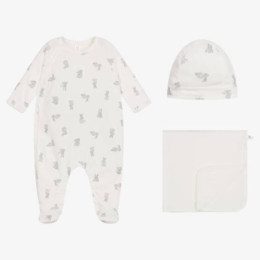 Petit Bateau-Biobaumwoll-Strampler-Set elfenbein | Childrensalon Outlet