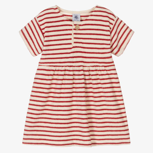 Petit Bateau-Ivory & Red Breton Stripe Dress | Childrensalon Outlet