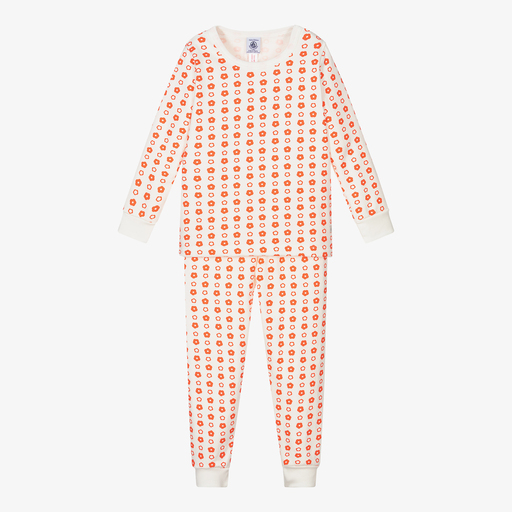 Petit Bateau-Кремово-красная хлопковая пижама | Childrensalon Outlet