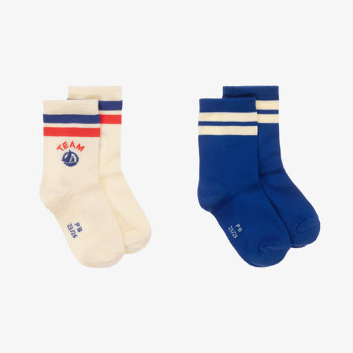 Petit Bateau-Junior Boys Navy Ivory Striped Socks | Childrensalon Outlet