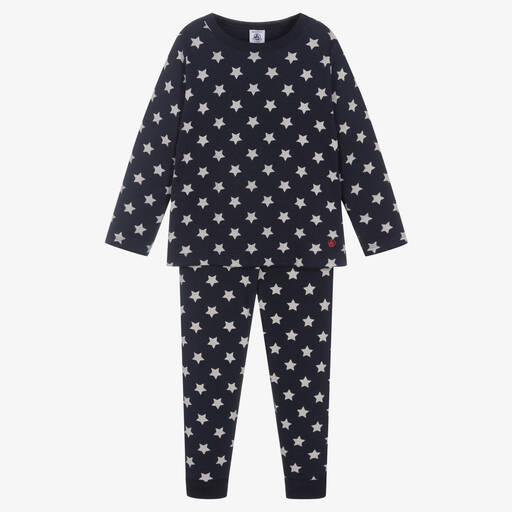 Petit Bateau-Navy Blue Organic Cotton Star Pyjamas | Childrensalon Outlet