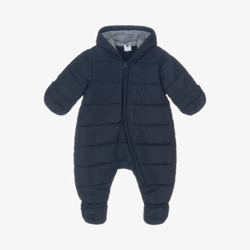 Petit Bateau-Navy Blue Padded Baby Snowsuit | Childrensalon Outlet