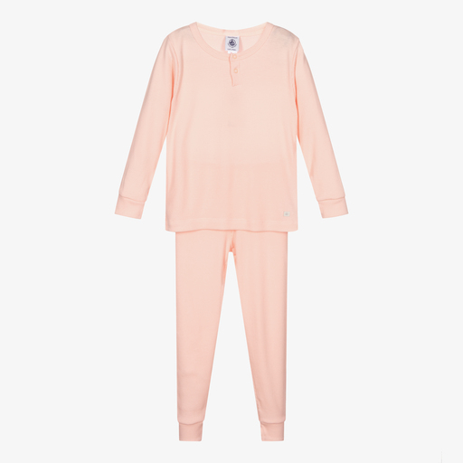 Petit Bateau-Pinker gerippter Schlafanzug | Childrensalon Outlet