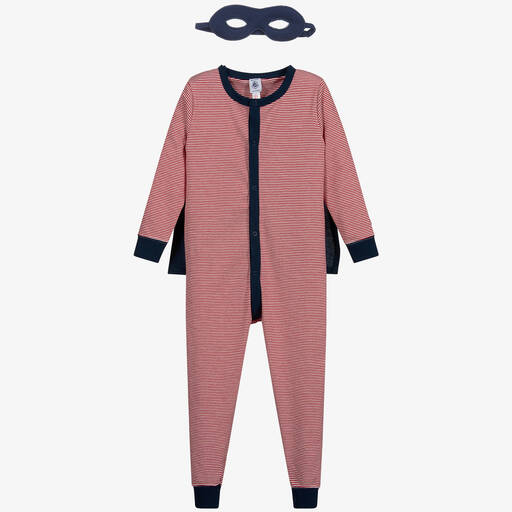 Petit Bateau-Ensemble pyjama 1 pièce rayé rouge et bleu  | Childrensalon Outlet