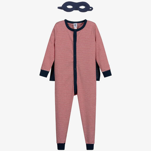 Petit Bateau-Комплект с комбинезоном красного и синего цвета в полоску  | Childrensalon Outlet