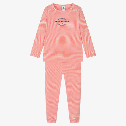 Petit Bateau-Gestreifter Schlafanzug Rot/Weiß | Childrensalon Outlet