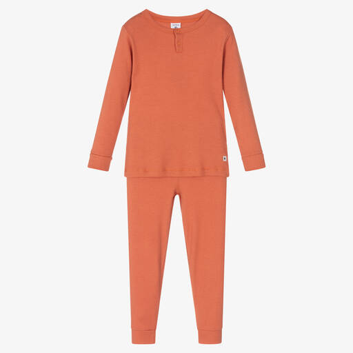 Petit Bateau-بيجاما مضلع ليوسيل مضلع لون أحمر تراكوتا | Childrensalon Outlet