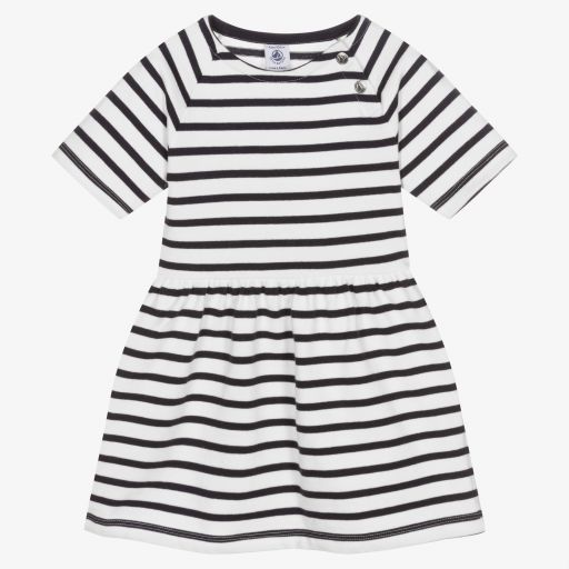 Petit Bateau-White & Blue Striped Dress | Childrensalon Outlet