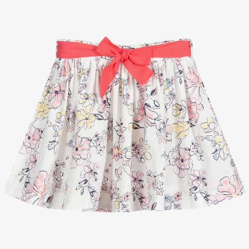 Petit Bateau-Baumwollrock in Weiß und Rosa | Childrensalon Outlet