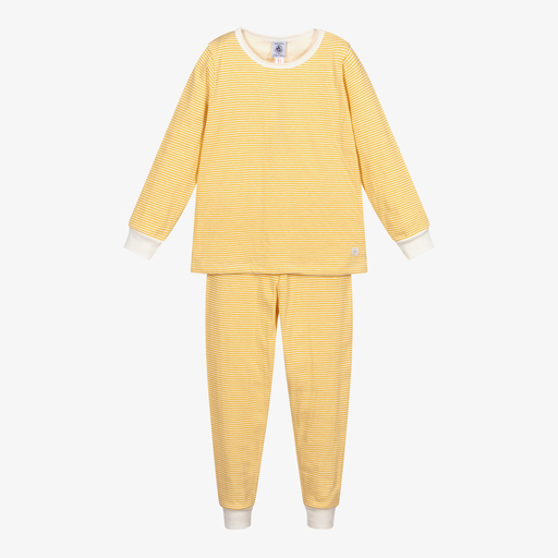 Petit Bateau-بيجاما قطن عضوي لون أصفر وعاجي | Childrensalon Outlet