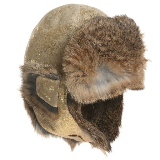 Petit Nord-Gold Leather & Fur Hat | Childrensalon Outlet