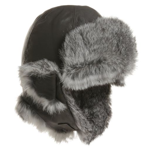 Petit Nord-Grey Leather & Fur Aviator Hat | Childrensalon Outlet