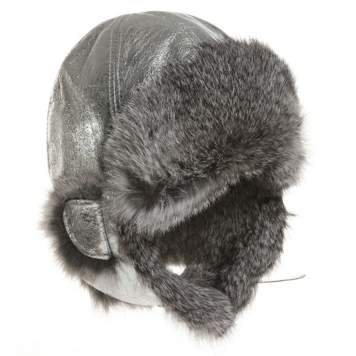 Petit Nord-Silver Leather & Fur Hat | Childrensalon Outlet