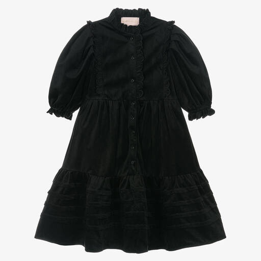 Petite Amalie-Girls Black Needlecord Dress | Childrensalon Outlet