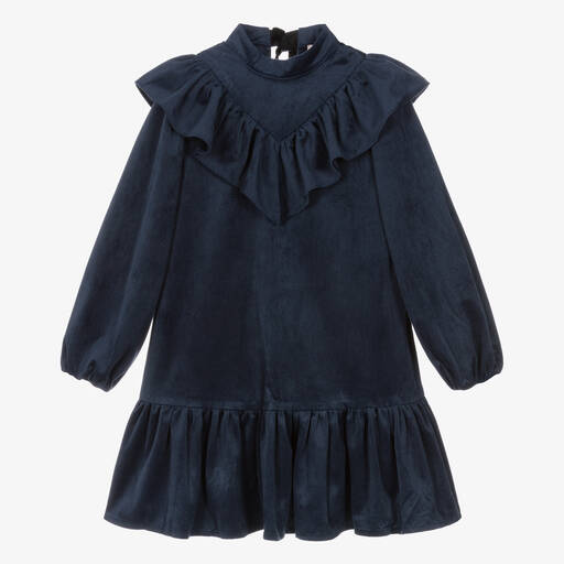 Petite Amalie-Girls Blue Needlecord Dress | Childrensalon Outlet