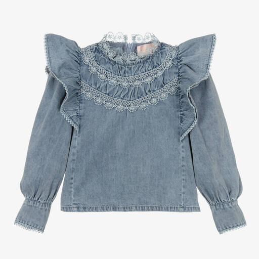 Petite Amalie-Jeansbluse in verwaschenem Blau | Childrensalon Outlet