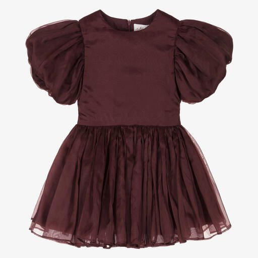 Petite Amalie-Burgunderrotes Seidenorganza-Kleid | Childrensalon Outlet