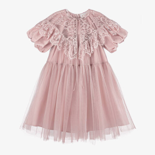 Petite Amalie-Girls Dusky Pink Tulle Gown | Childrensalon Outlet