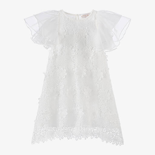 Petite Amalie-Girls Flutter Sleeve Lace Dress | Childrensalon Outlet