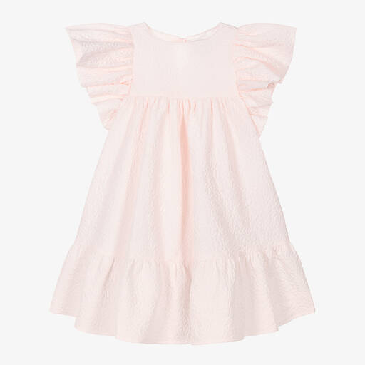Petite Amalie-Girls Pink Flutter Sleeve Dress | Childrensalon Outlet