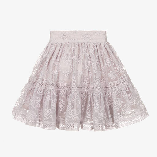 Petite Amalie-Girls Purple Embroidered Organza Skirt | Childrensalon Outlet